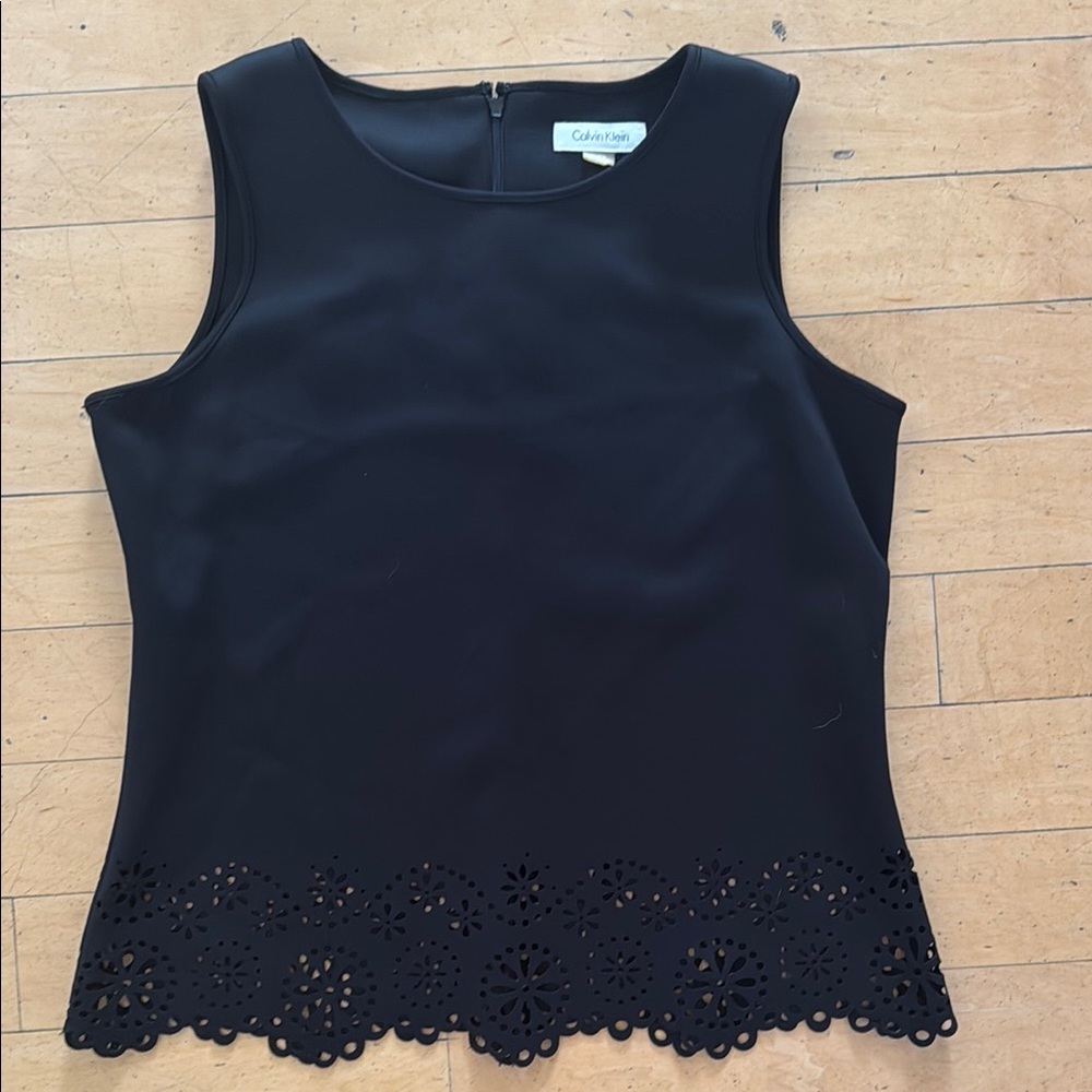 Calvin Klein Black Embellished Fitted Tank Top